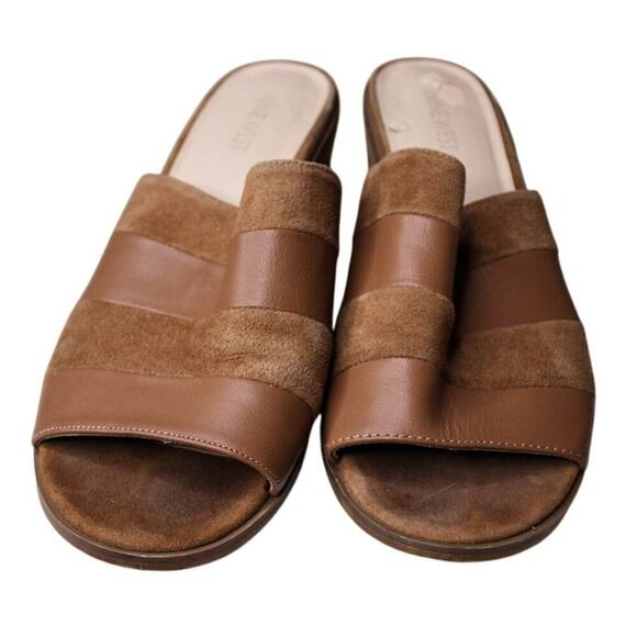 Nine West Ricasolio Sandals Open Toe Block Heel Brown Leather Suede 9M - Picture 2 of 6